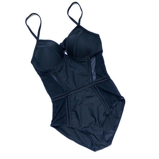 Female Mesh Simple Siamese Swimsuit