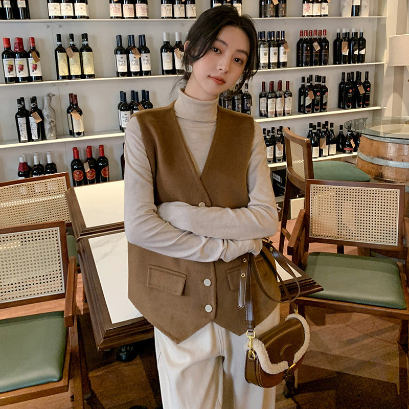 Women Outer Knitted Vest Suit