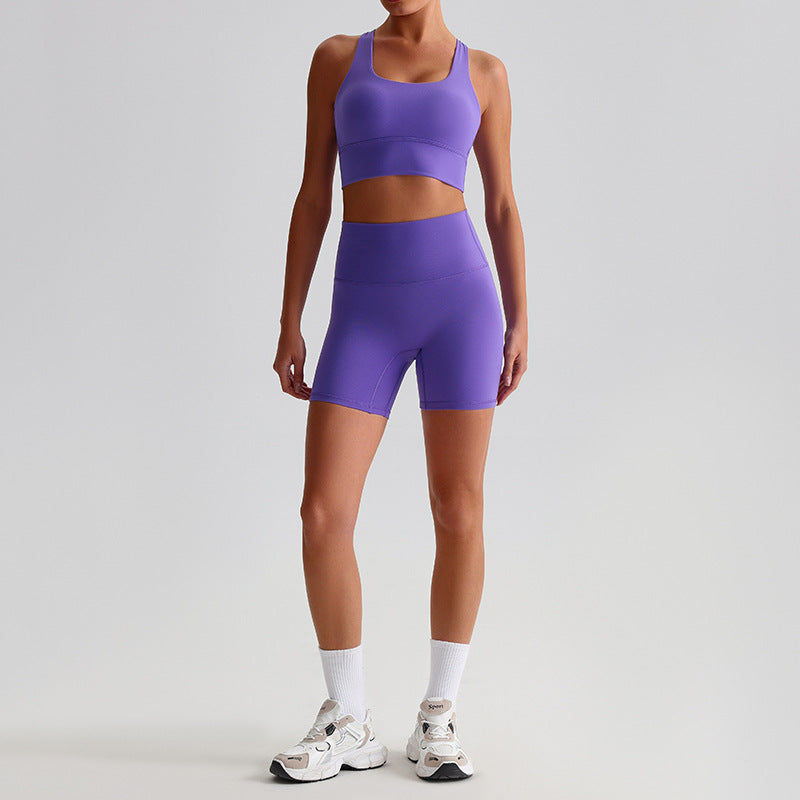 Backless Bra Yoga Mini Shorts Suit For Women