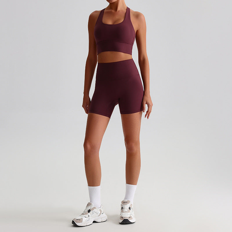 Backless Bra Yoga Mini Shorts Suit For Women