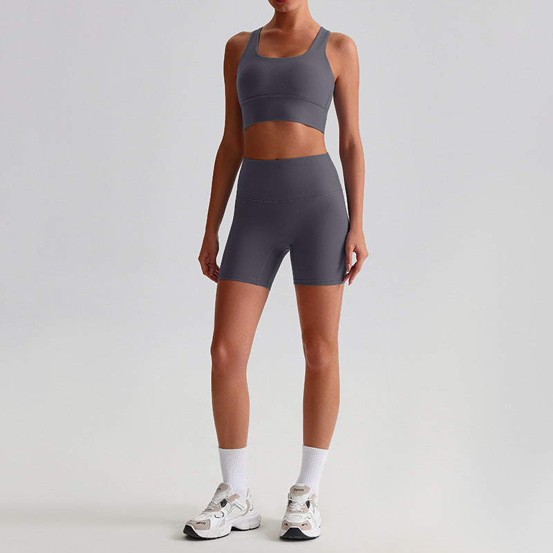 Backless Bra Yoga Mini Shorts Suit For Women