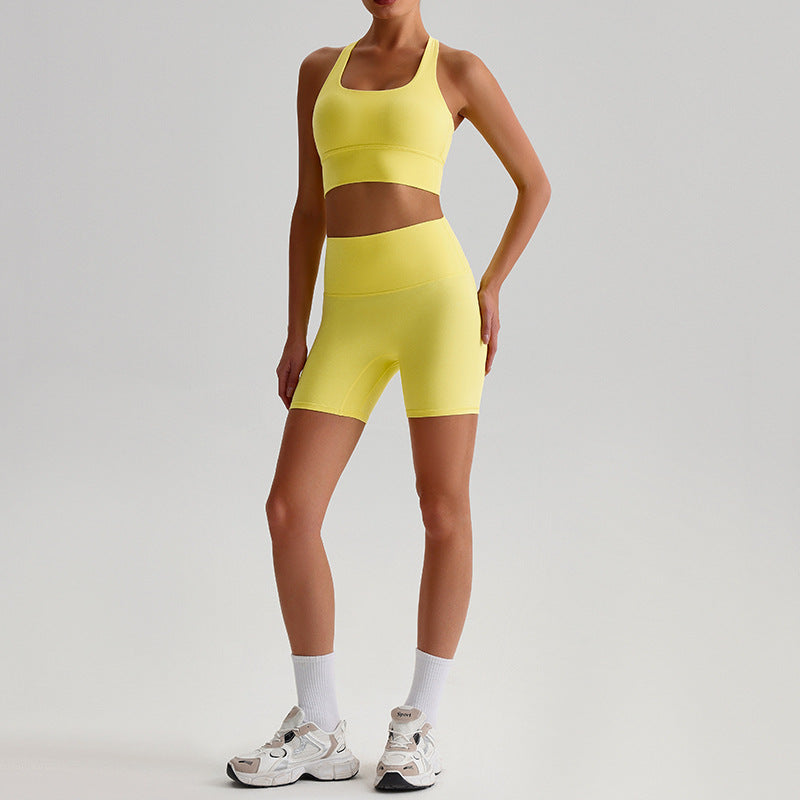 Backless Bra Yoga Mini Shorts Suit For Women