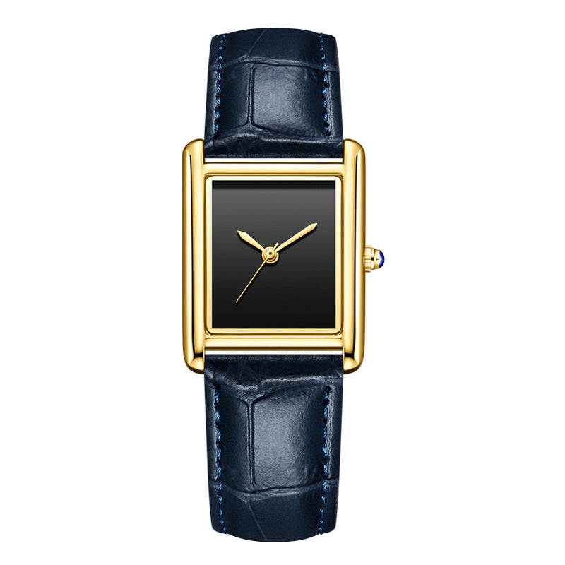 Couple Leather Watch Strap Simple Square Student's Watch Waterproof