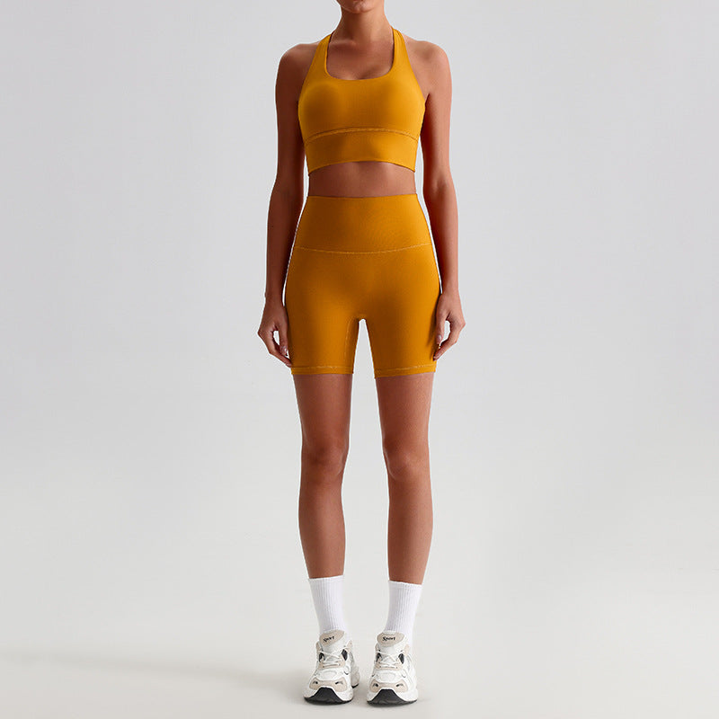 Backless Bra Yoga Mini Shorts Suit For Women
