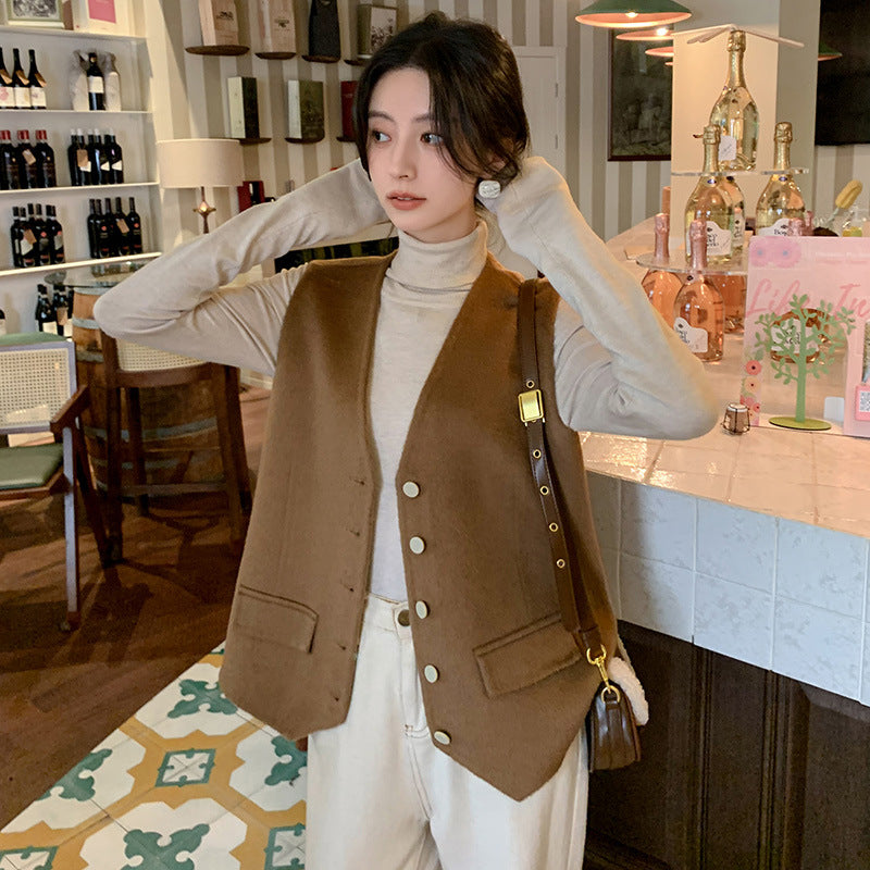 Women Outer Knitted Vest Suit