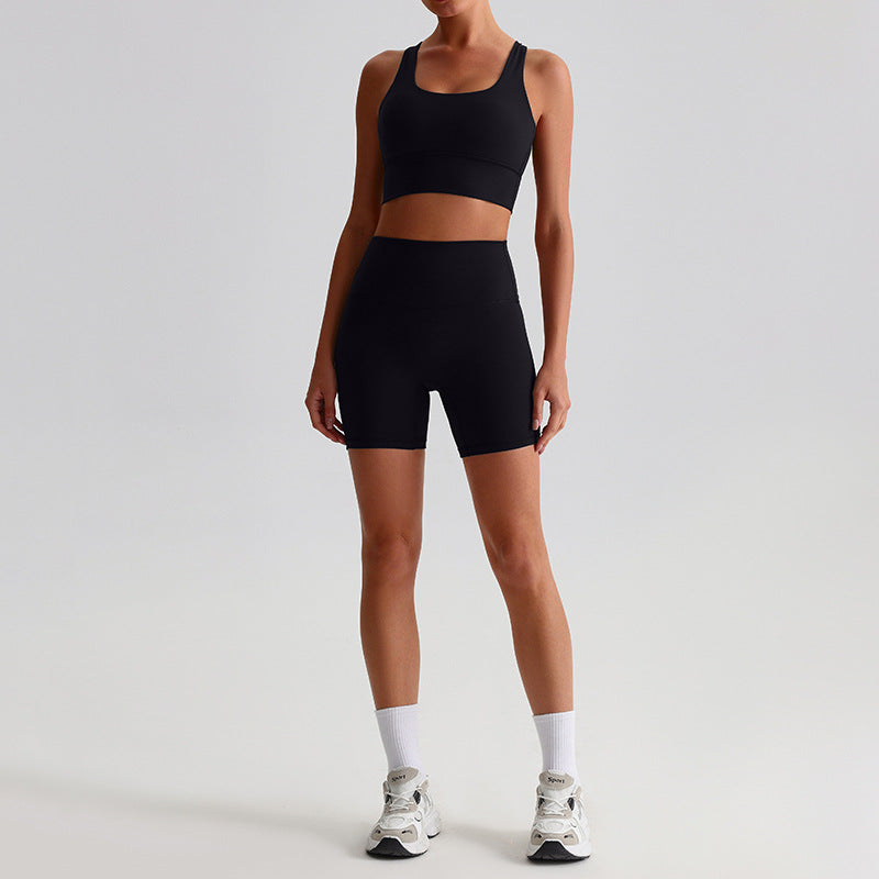 Backless Bra Yoga Mini Shorts Suit For Women