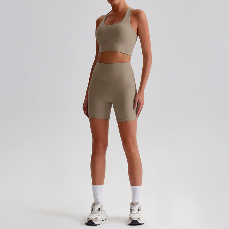 Backless Bra Yoga Mini Shorts Suit For Women