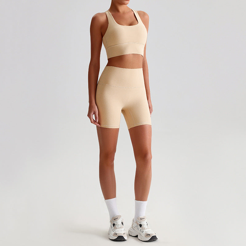 Backless Bra Yoga Mini Shorts Suit For Women