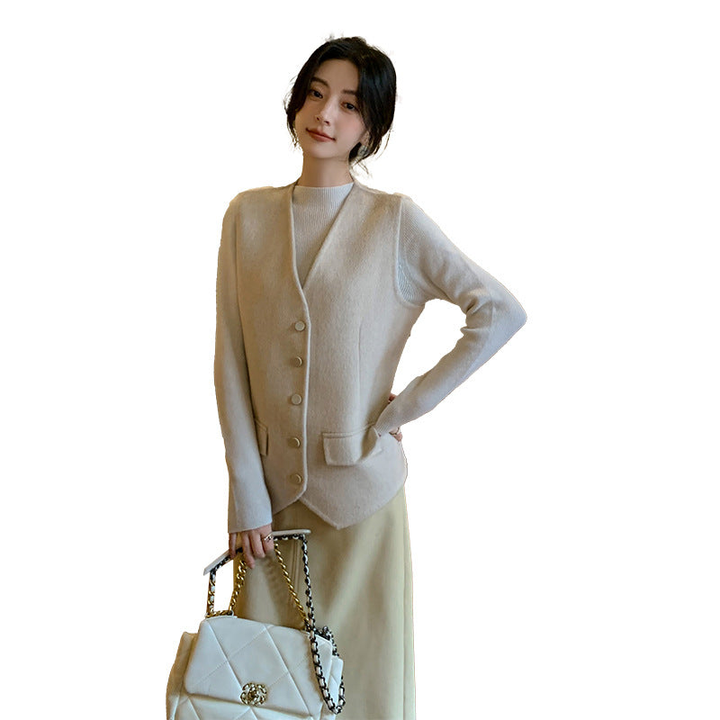 Women Outer Knitted Vest Suit